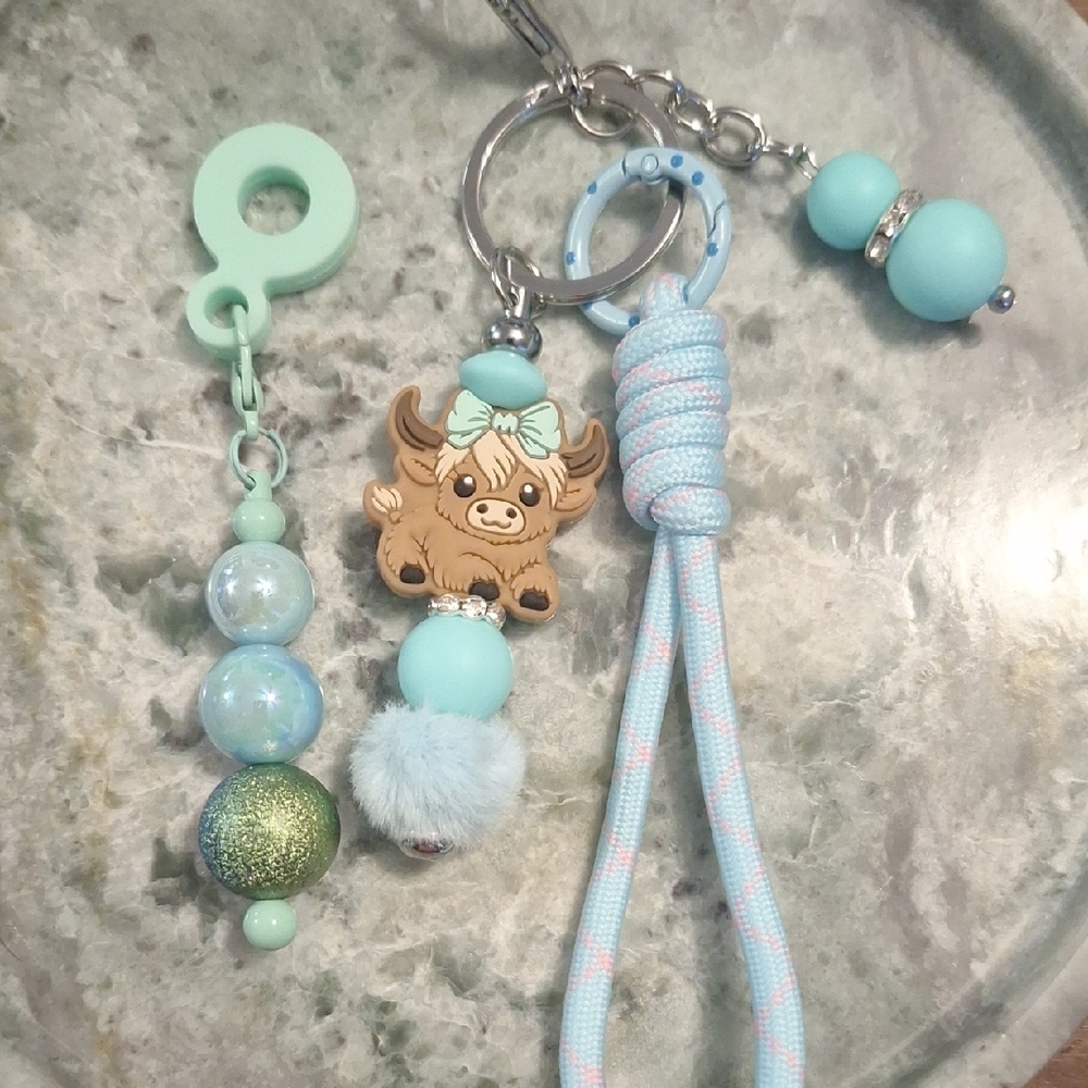 Cute Cow Bag Charm And Straw Topper Set